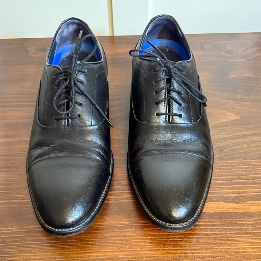 Johnston & Murphy Black Leather Cap Toe Oxford Dress Shoes Classic Mens